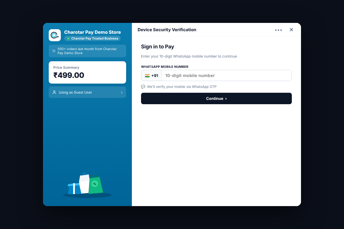 Charotar Pay Desktop Checkout View